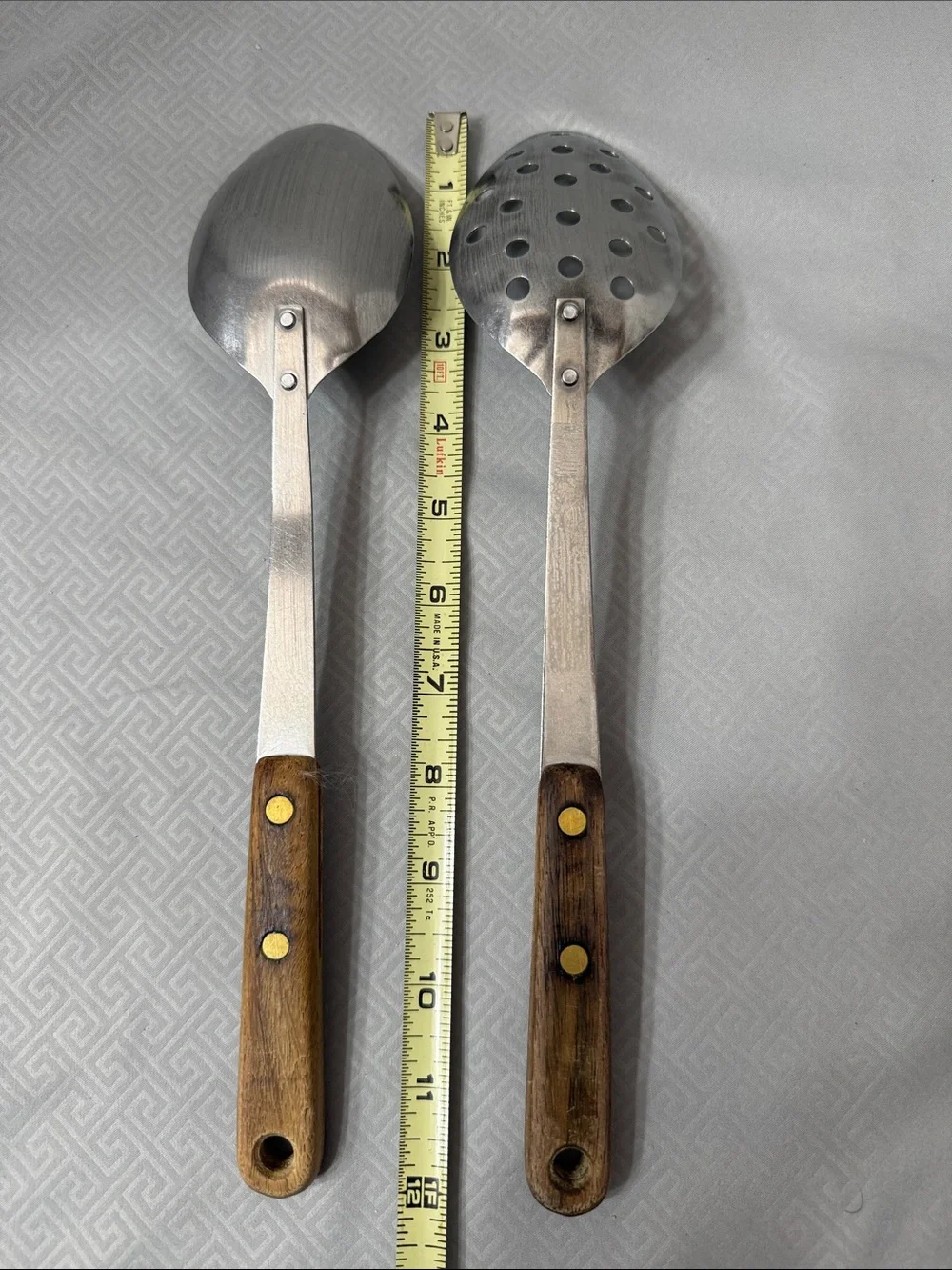 Vtg Robinson Knife Co Wood Handle Stainless Steel Serving Spoons Set of 2  USA